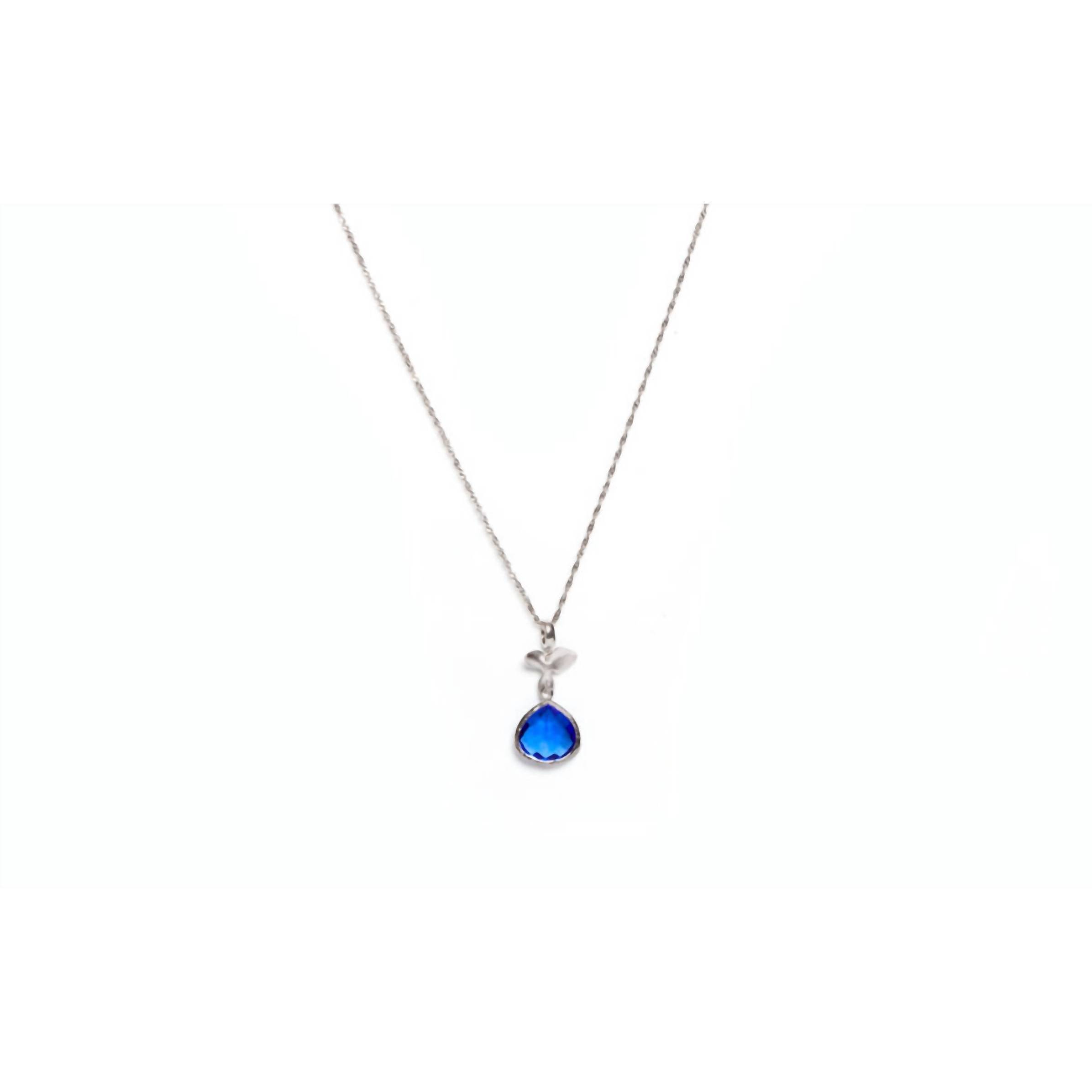 New Avenue Chic Women's Tiny Orchid Drop Pendant Necklace In Blue
